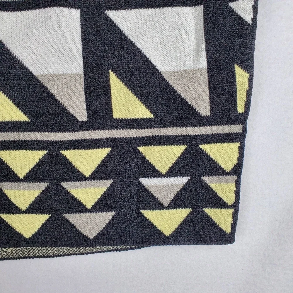 Rachel Roy Straight & Pencil Skirt Women's Small Black Yellow  Geometric Stretch